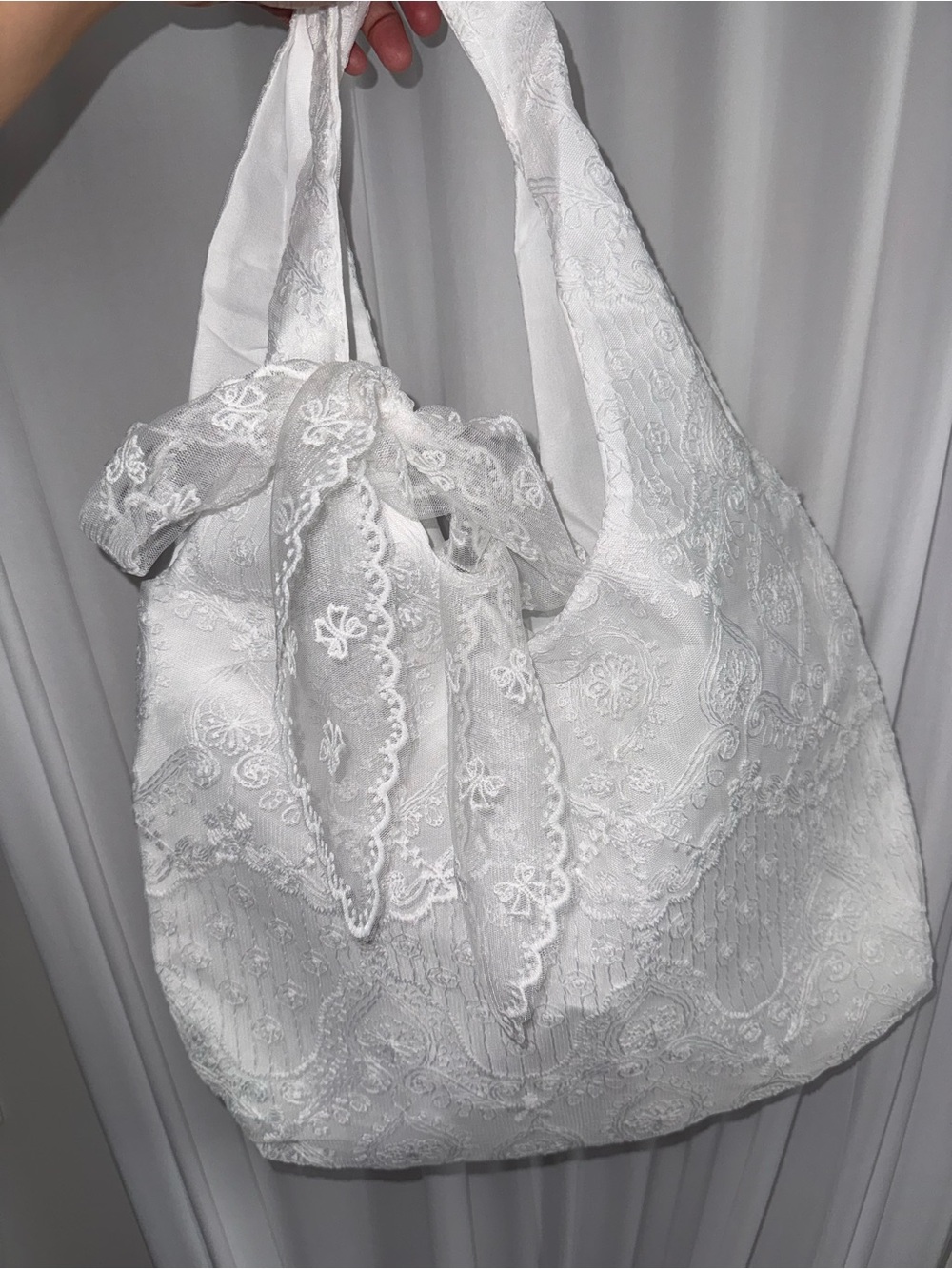 Brand new white lace tote bag